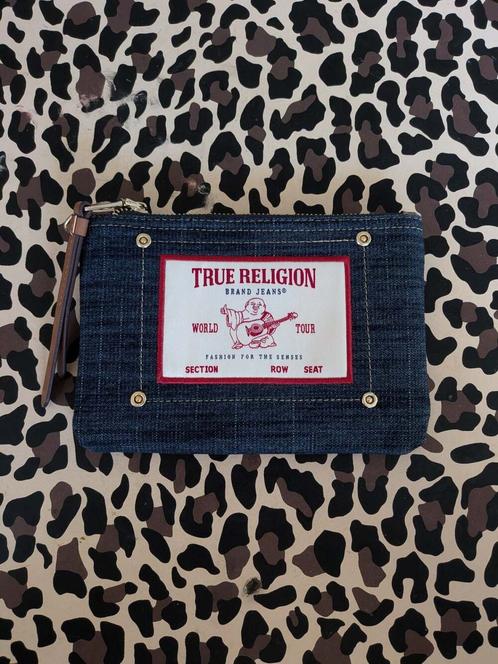 True Religion Buddha Patch Denim Wristlet